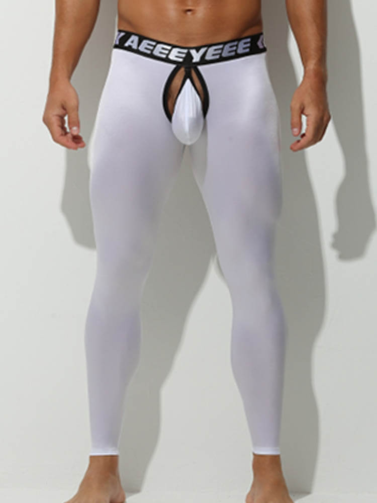 Men's Elasticity Tight Warm Open-Crotch Leggings