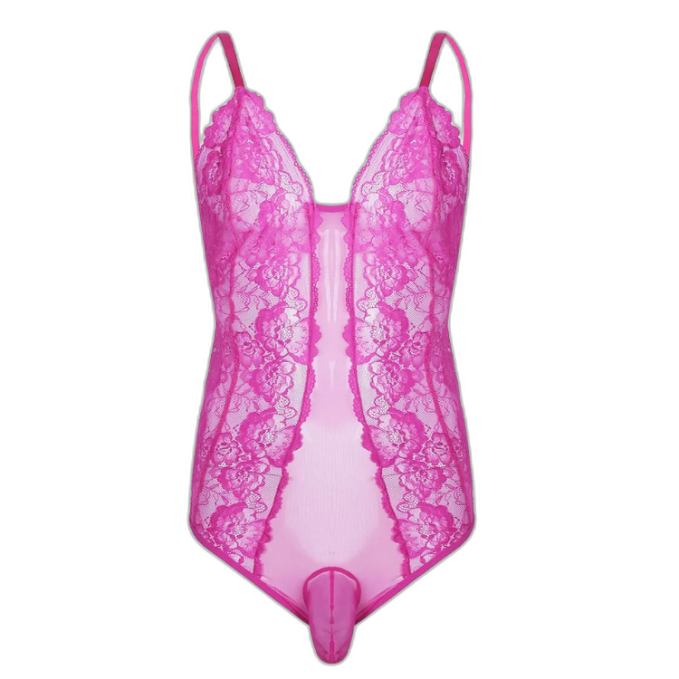 Lace Bodysuit Transparent Erotic Wear for Androgynes