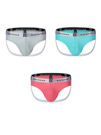 3 Pack Men's Mesh Thong with Stretch & Breathable 3D Support Pouch