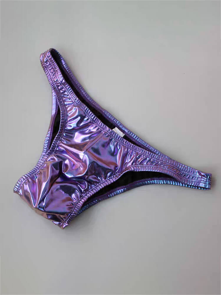 Men's Solid-Color Glossy Bodybuilding Briefs