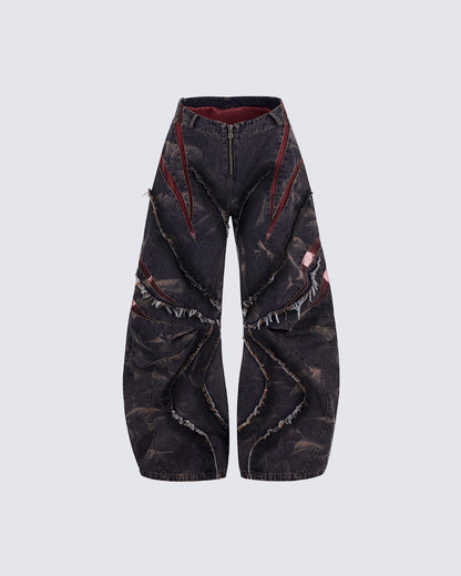 KIIKIO Distressed Ripped Denim Pants – Streetwear with Unique Torn Details