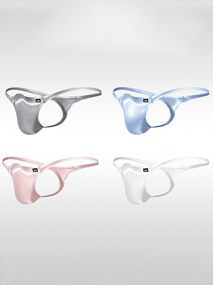 Men's Sexy Uplift Pouch Satin-Finish Bikini Thong