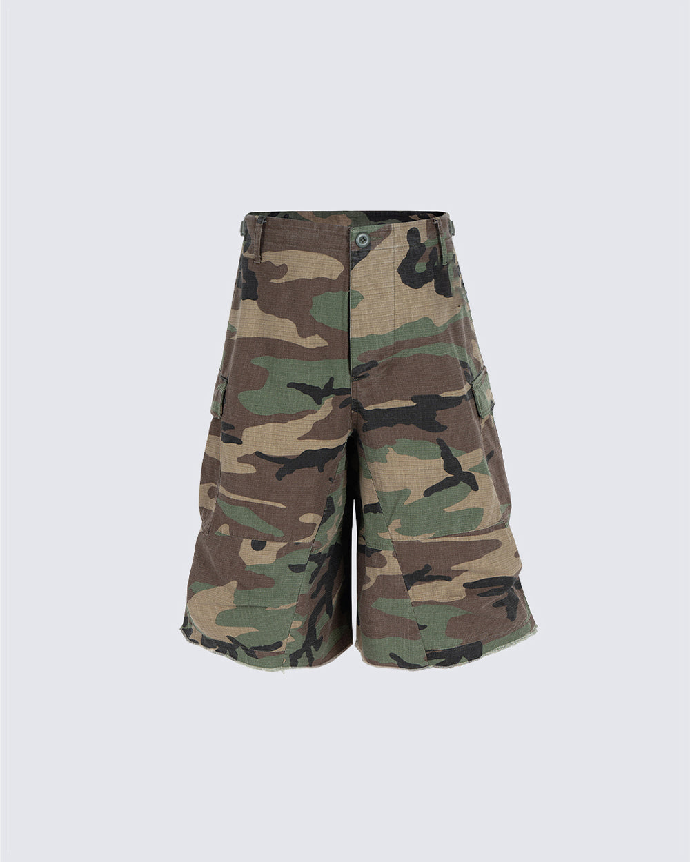 KIIKIO Utility Camo Cargo Pocket Wide Knee Shorts