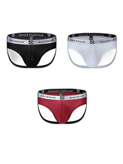 3 Pack Men's Mesh Thong with Stretch & Breathable 3D Support Pouch