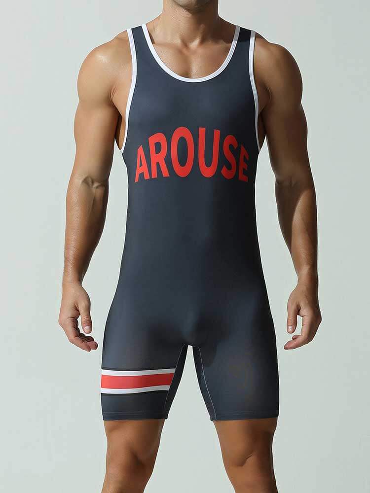 Men's Arouse Print Elastic Compression Singlet