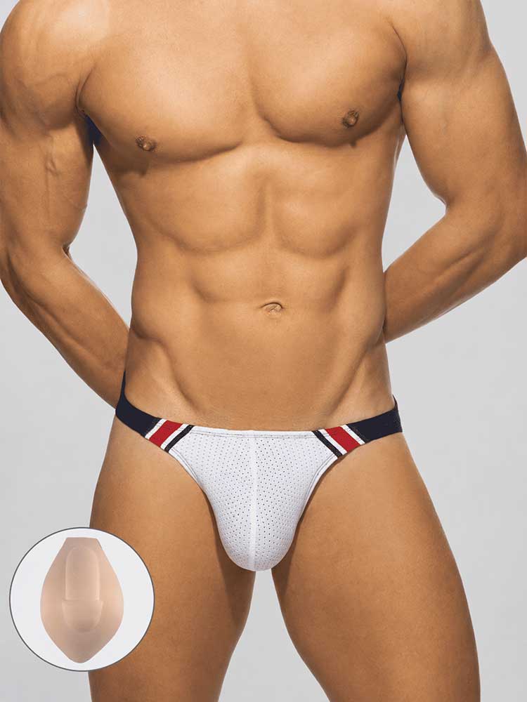 Men's Color Block Bikini Swim Briefs (With Cups)