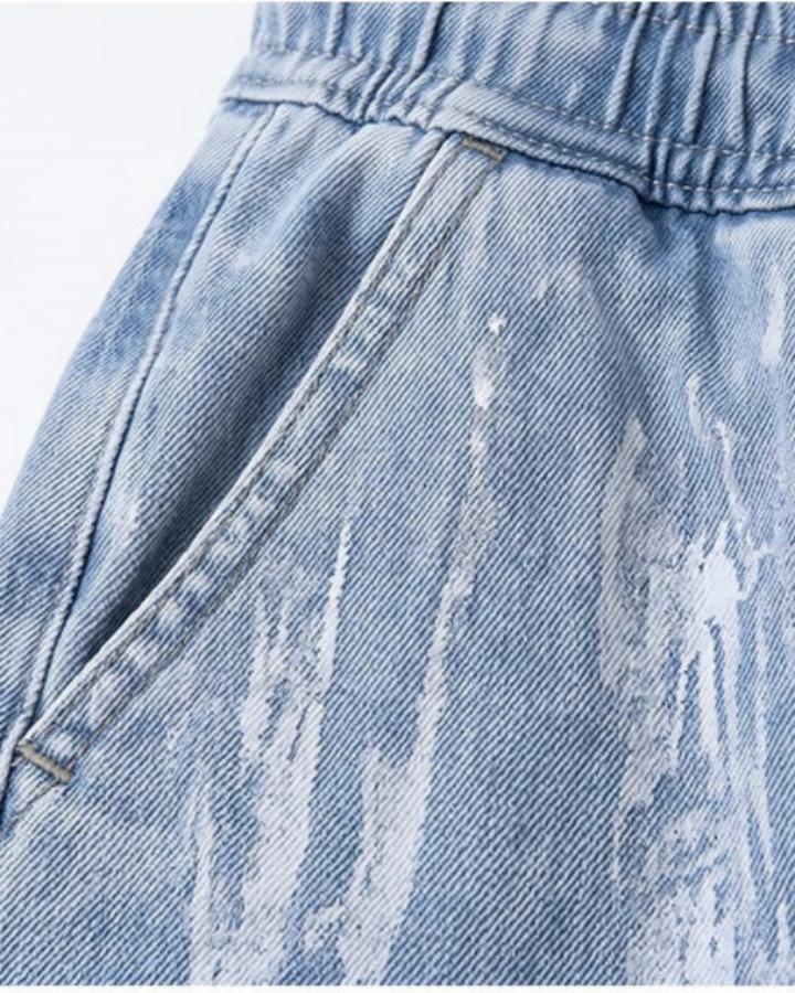 Paint Splatter Denim Shorts