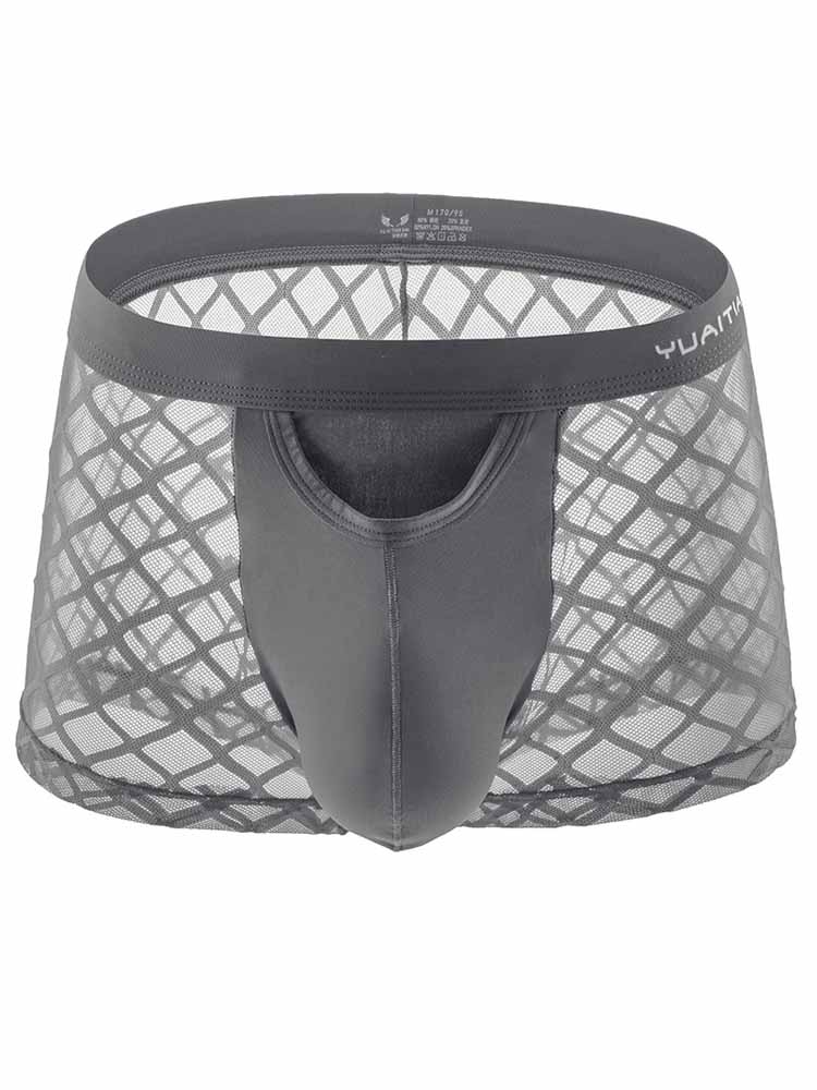 Breathable Lace Mid Waist Boxer Briefs