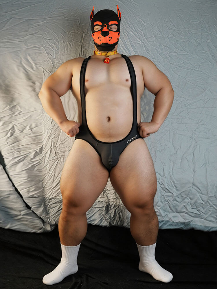 Men's Sexy Elastic Large Pouch Bodysuit Thong