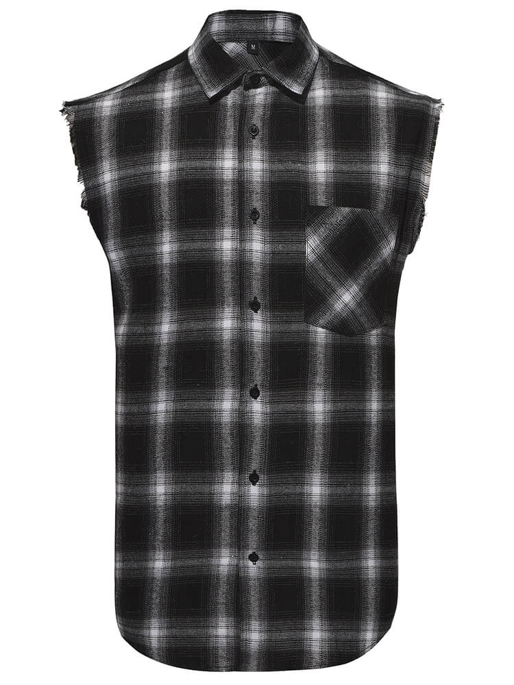 Men's Casual Breathable Plaid Sleeveless Shirt