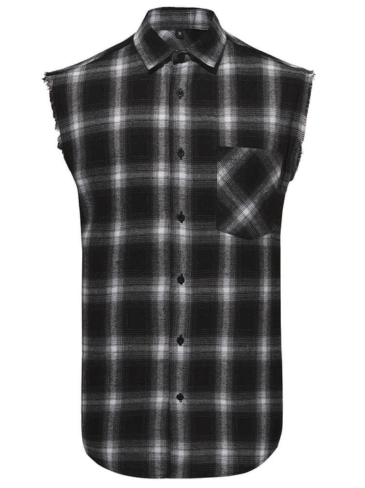 Men's Casual Breathable Plaid Sleeveless Shirt