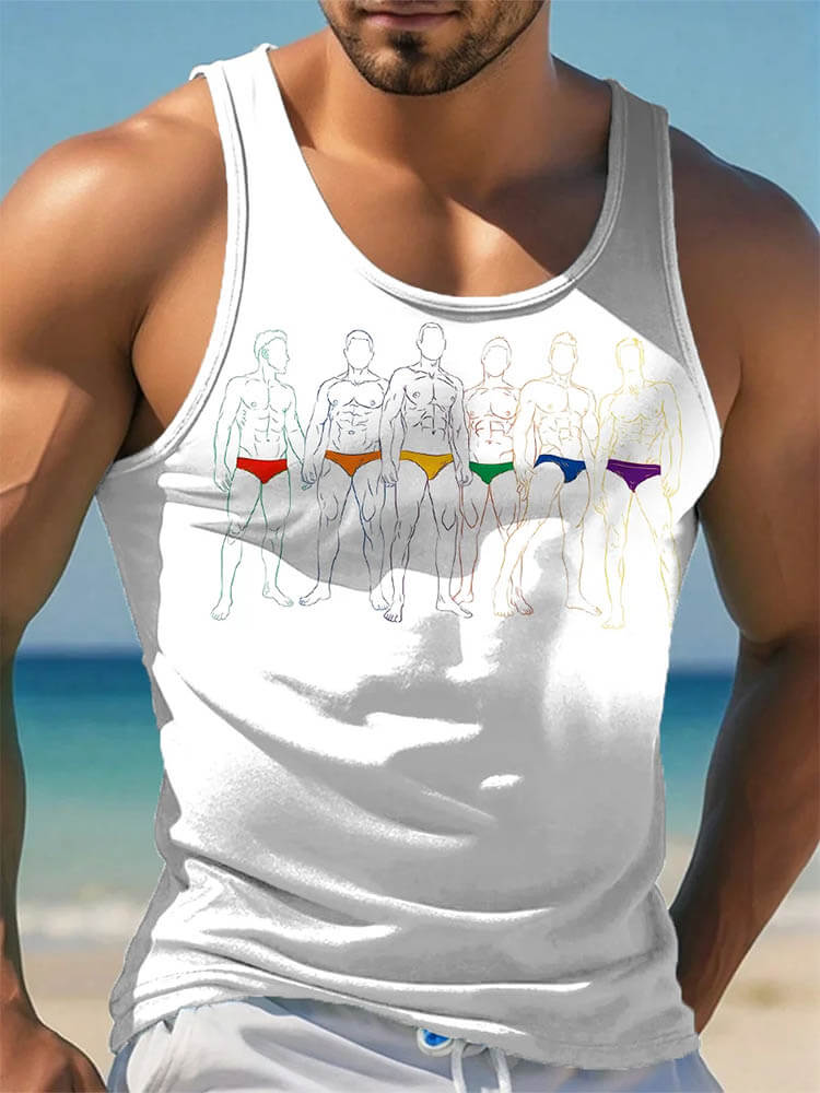 Men's Gay Pride Multicolor Underwear Fun Print Vest