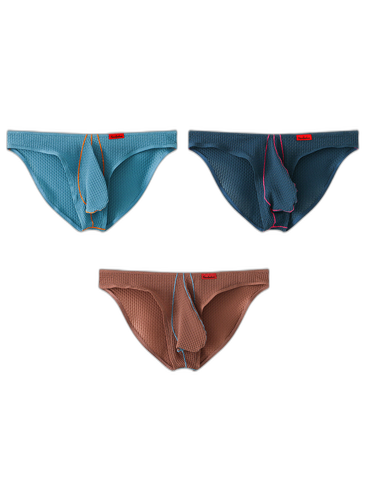 3 Pack Men's Ice Silk High-Elastic Breathable Briefs for Sports