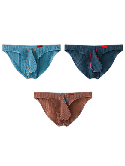 3 Pack Men's Ice Silk High-Elastic Breathable Briefs for Sports