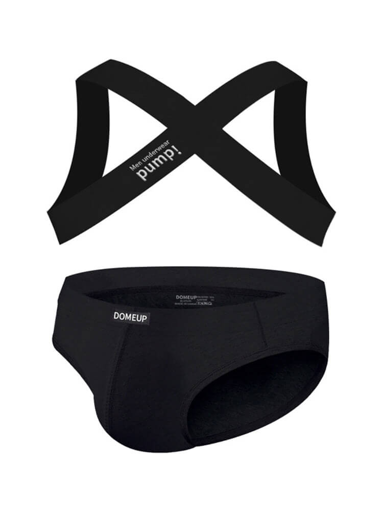 Men's Elastic Shoulder Strap Underwear 2-Piece Set