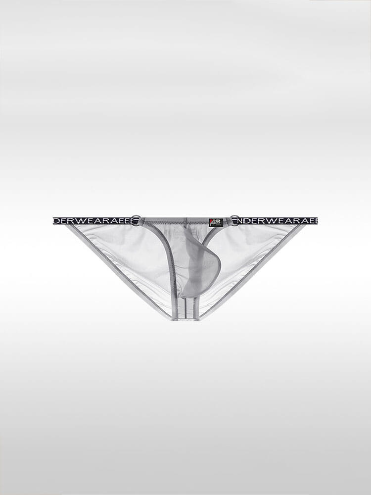 Men's Sexy Ultra-Thin Sheer Ice Silk Letter Belt Thong