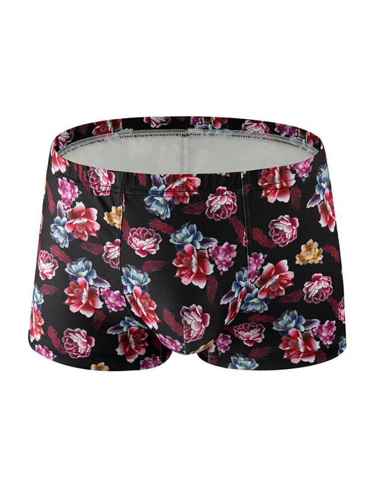 Men's Floral Print Breathable Milk Silk Boxer Briefs