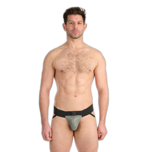 Prowler RED Leather Pouch Jock Strap Black Grey