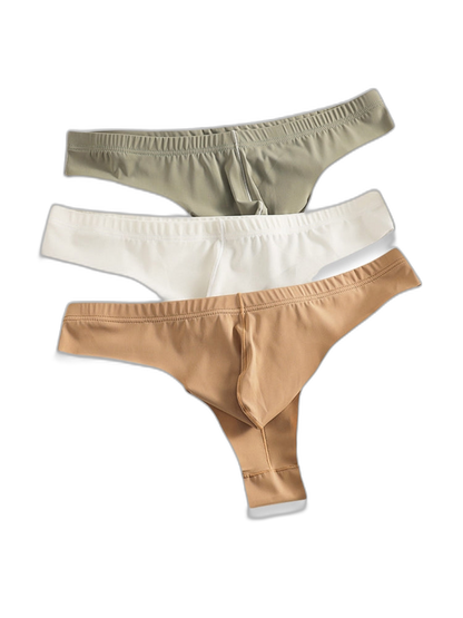 4-Pack Men's Seamless Solid Color Stretch Fit Ice Silk Thong