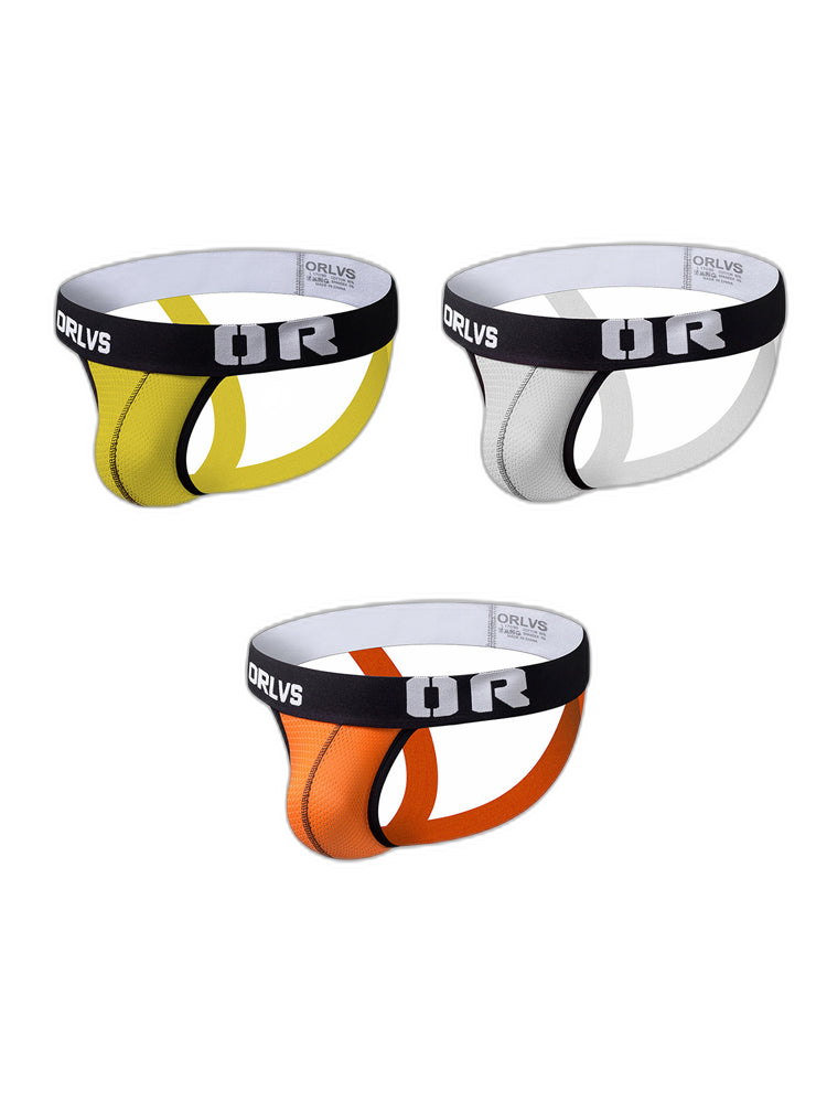 3 Pack Men's U-Pouch Striped Sexy Jockstraps