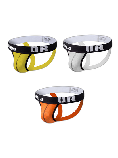 3 Pack Men's U-Pouch Striped Sexy Jockstraps