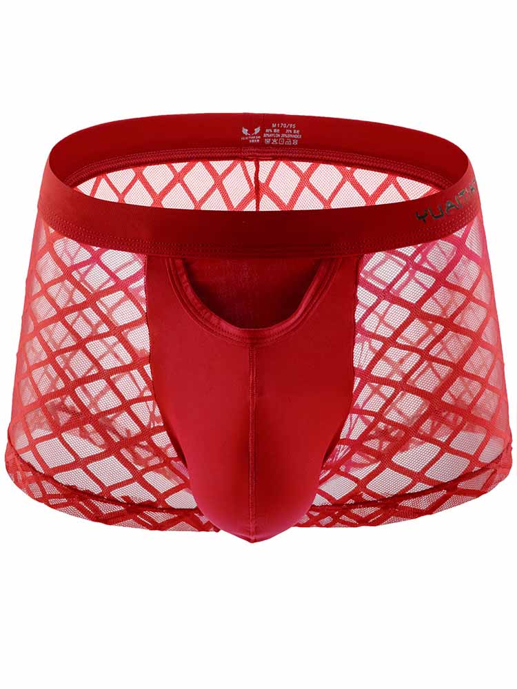 Breathable Lace Mid Waist Boxer Briefs