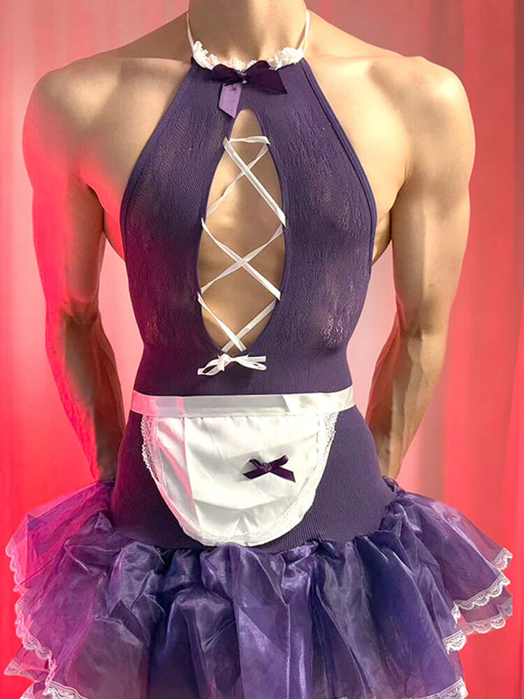 Men's Sexy Cut-Out Halter-Neck Manservant Set