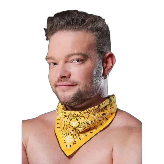 Mr.S Leather Zipper Pocket Neck Hanky - Yellow