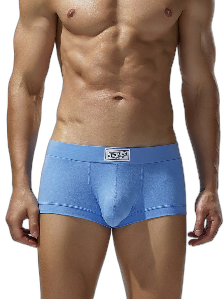 2 Pack Men's Low-Rise Solid Breathable Cotton Trunks