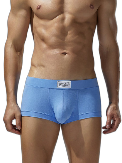 2 Pack Men's Low-Rise Solid Breathable Cotton Trunks