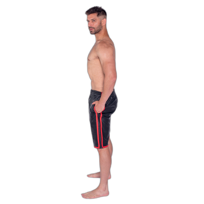 Prowler RED Leather Long Sports Shorts Black Red