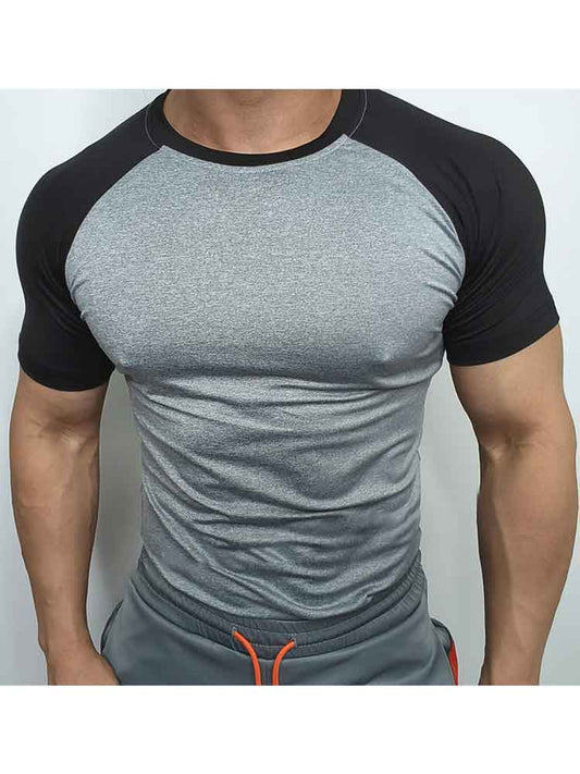 Men's Colorblock Slim Crew Neck Sports T-Shirt