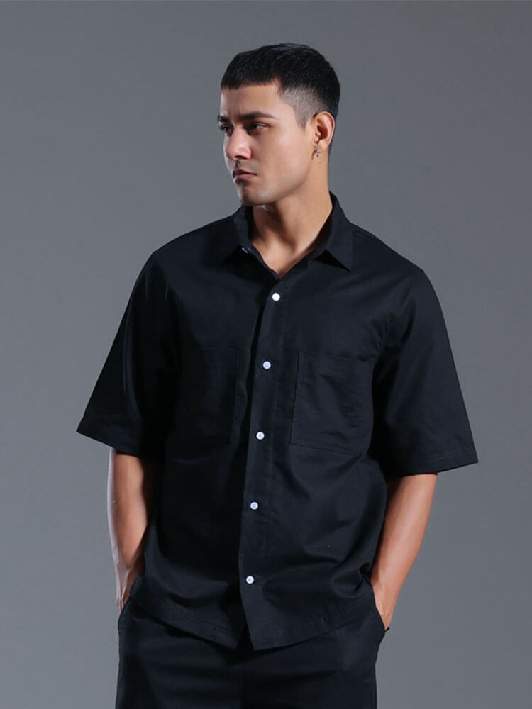 Men's Casual Cotton-Linen Mid-Sleeve Shirt