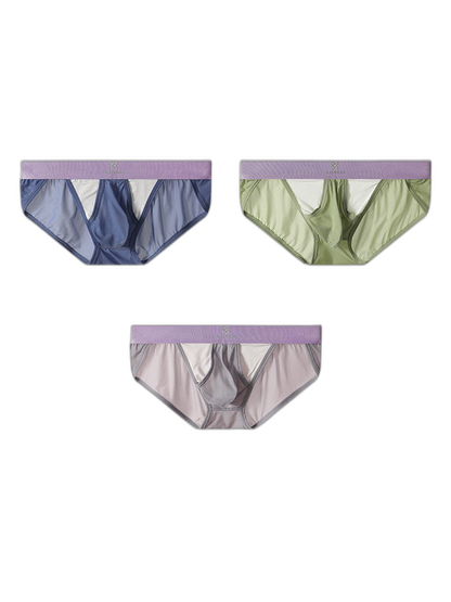 3 Pack Men's Ice Silk Breathable Mesh Low-Rise Classic Briefs