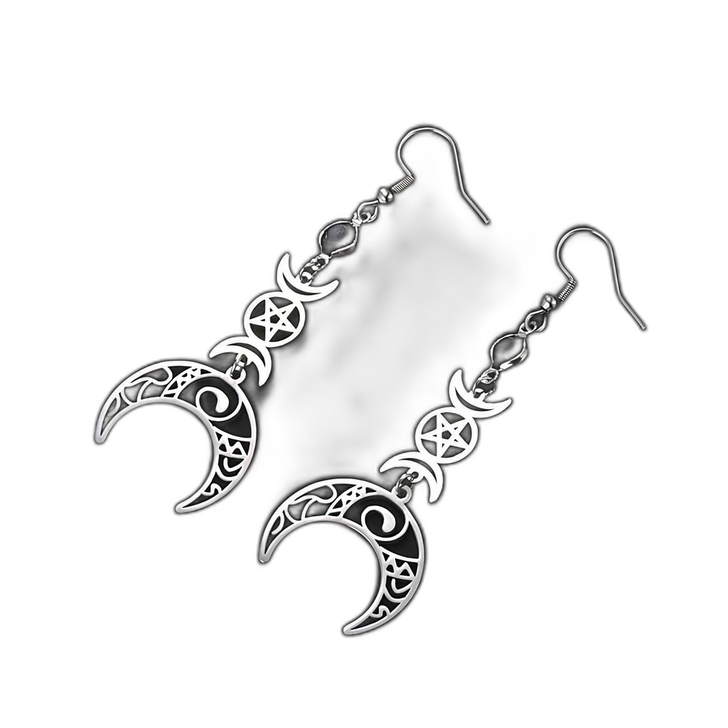 Crescent Pentagram Earrings