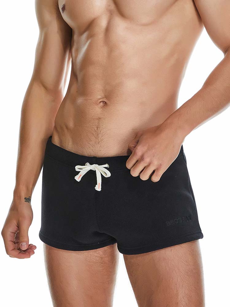 Men's Solid Color Lace Up Casual Sports Shorts