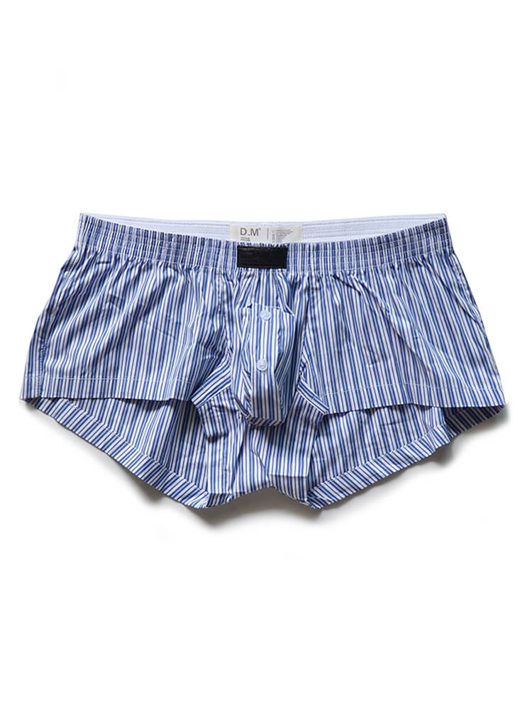 D.M Men's Button Pouch Striped Boxer Briefs