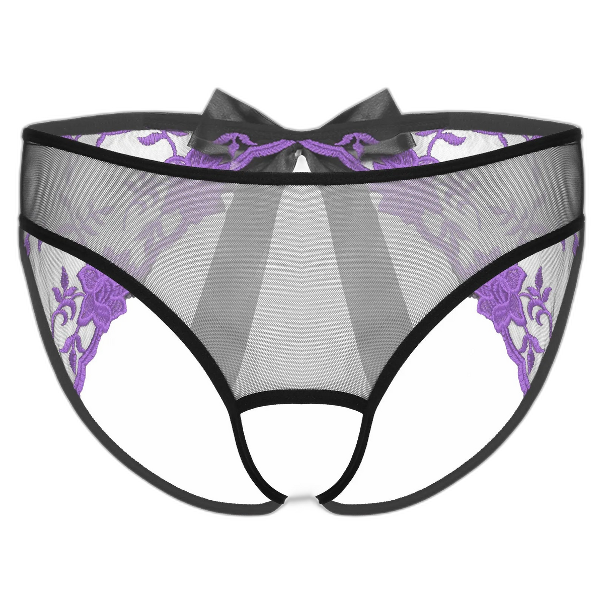 Open Crotch Embroidered Mens Lace Briefs