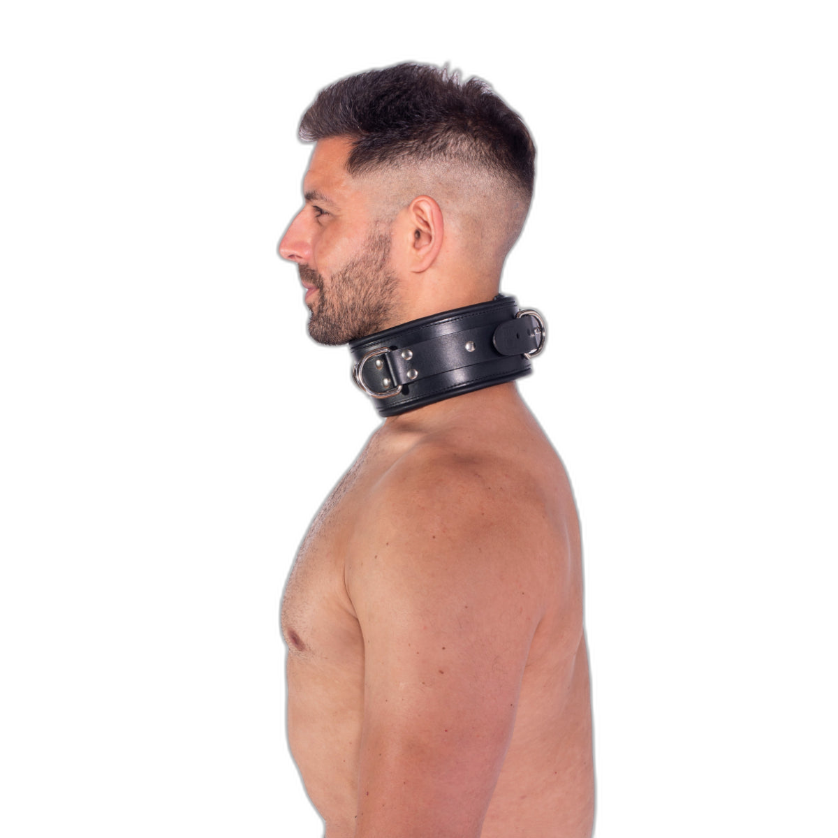 Prowler RED Leather Lockable Collar Black