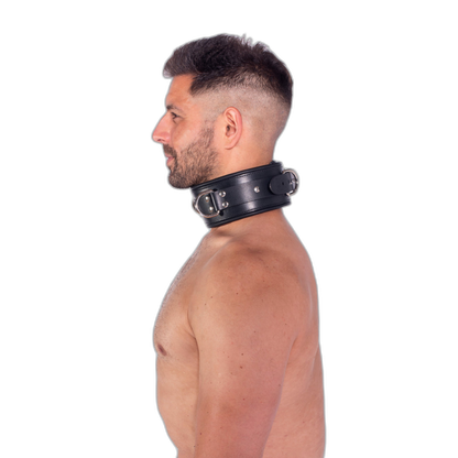 Prowler RED Leather Lockable Collar Black