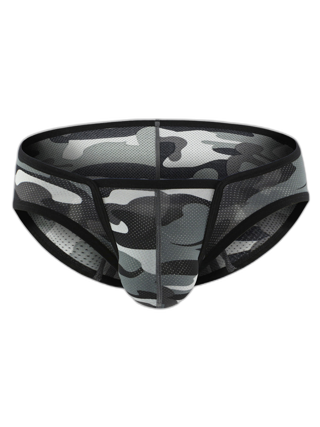 Men’s Sexy Camo Print Mesh Bikini