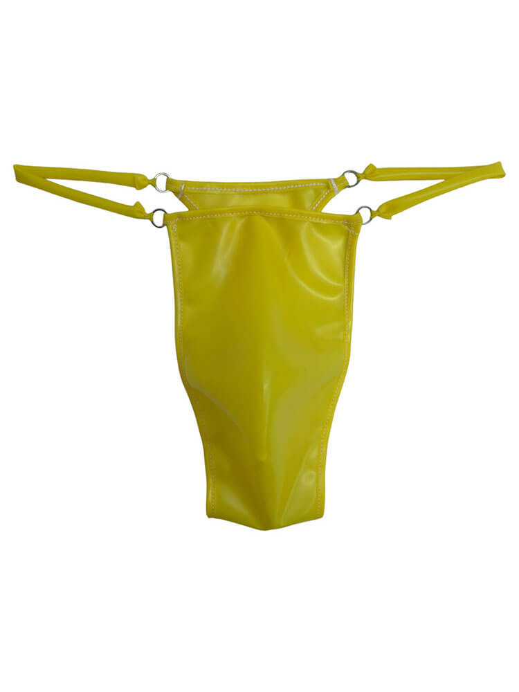Men's Sexy Thin Straps Low-Rise Latex Thong