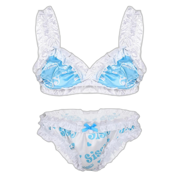 Genderfluid Ruffled Satin Lace Bralette Set