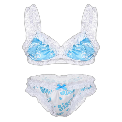 Genderfluid Ruffled Satin Lace Bralette Set