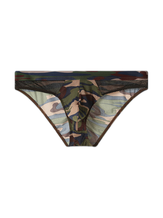 2 Pack Men's Classic Camo Mesh U-Shaped Pouch Breathable Briefs