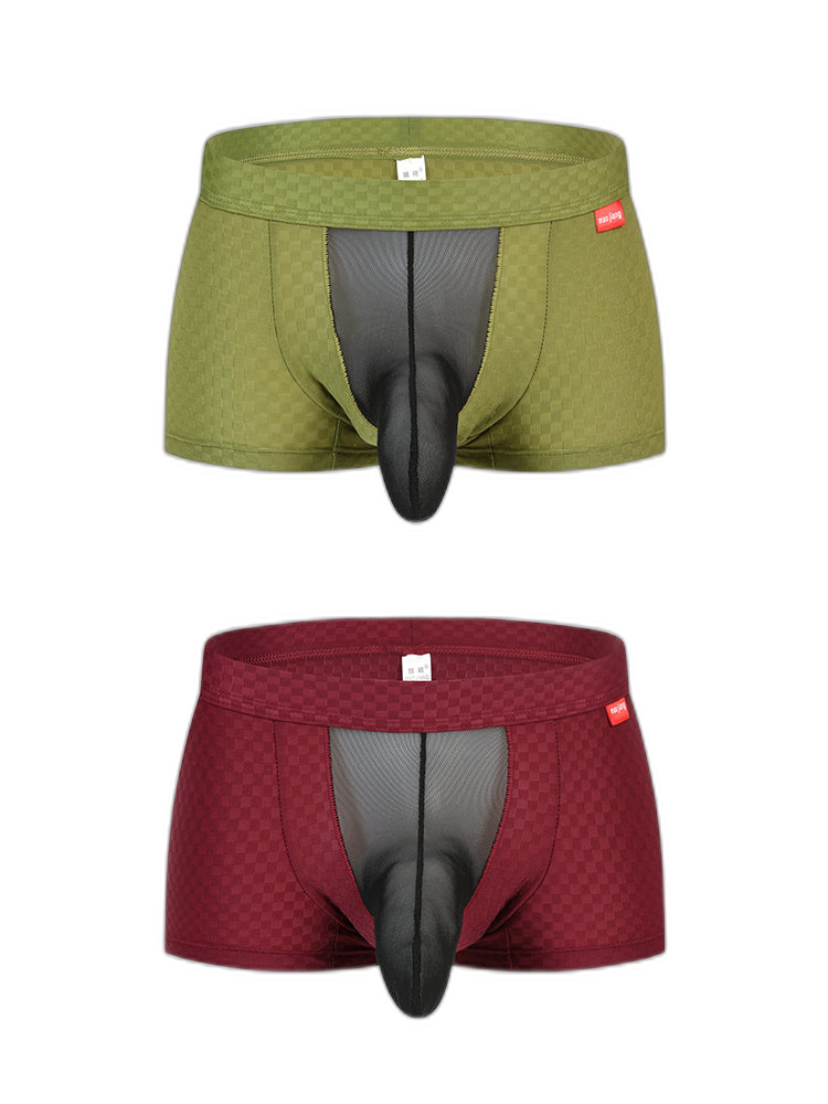 Men's Low-Rise Mesh Trunks – Breathable Nylon with 3D Pouch Support