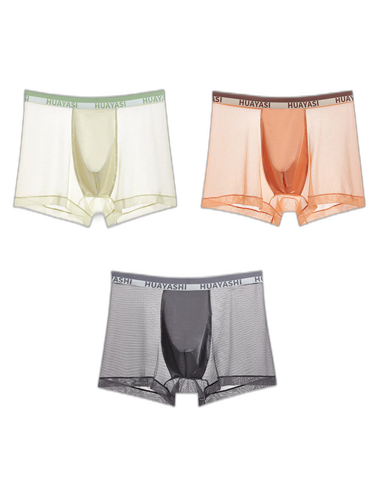 3 Pack Men's Ice Silk Seamless Breathable Quick-Drying Trunks