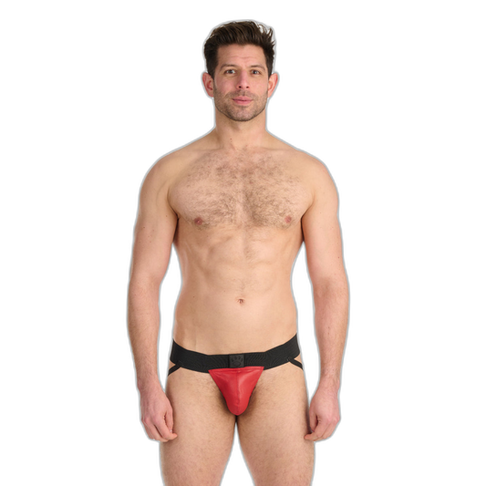 Prowler RED Leather Pouch Jock Strap Black Red