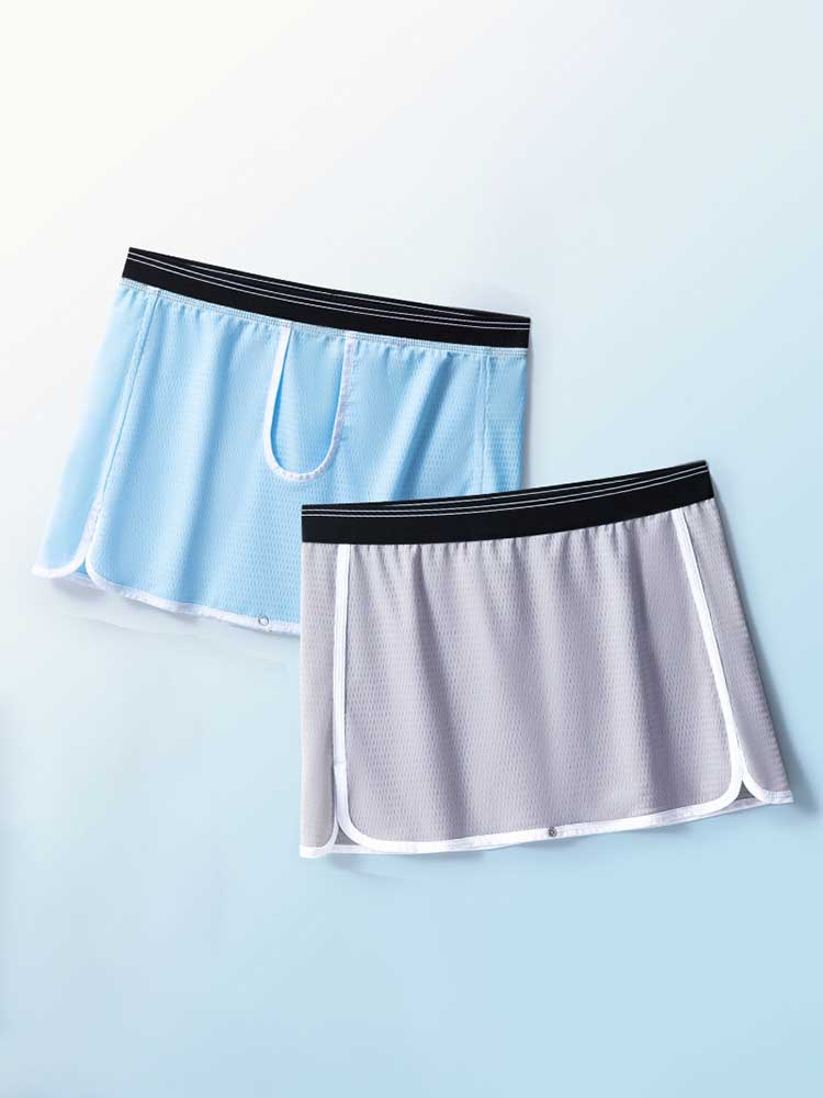 Men's Gun Bullet Separation Crotchless Skirt Trunks