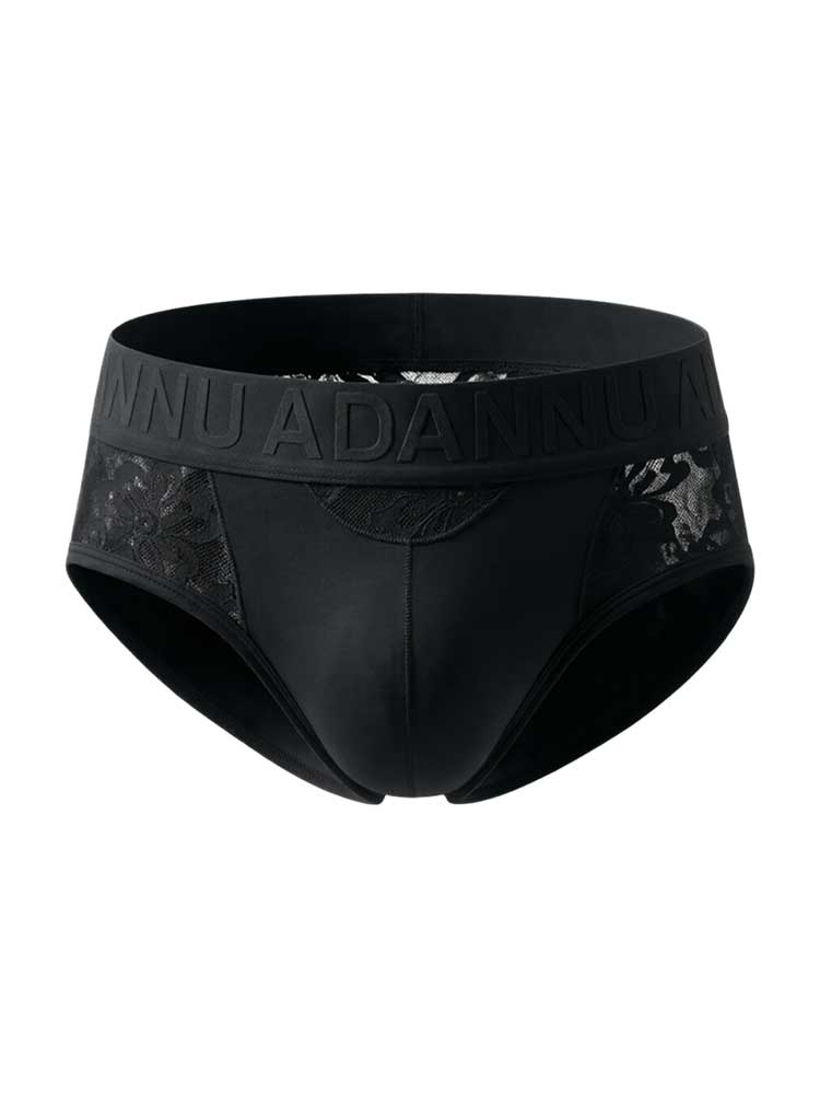 Men's Sexy Solid-Color Cutout Lace Modal Briefs